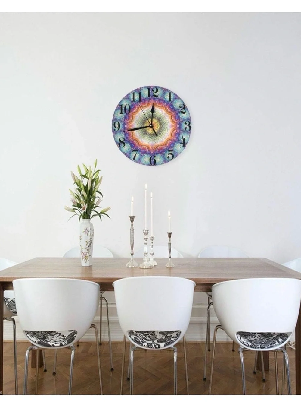 Vibrant Multicolor Mandala Wall Clock - Contemporary Home Decor NWT